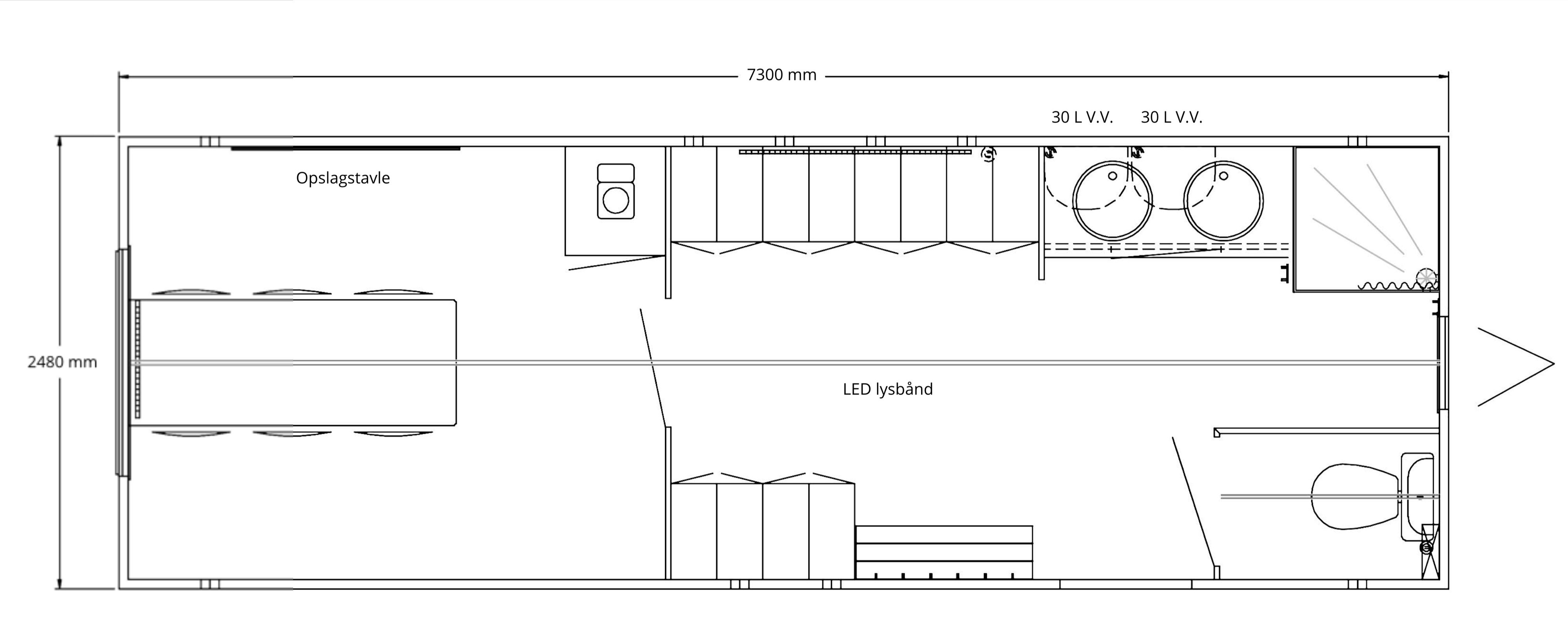 Mandskabsvogn m. spiseplads, skabe, toilet og bad - billede 8
